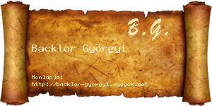 Backler Györgyi névjegykártya